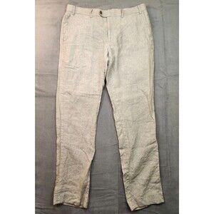 Bar III 100% Linen Pants Men 36x34 Beige Tan Chinos Slim Fit Straight Flat Beach